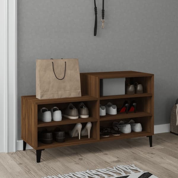 vidaXL skoskab brunt egetræ 102x36x60 cm