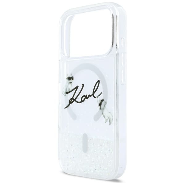 Karl Lagerfeld Liquid Glitter Karl Script Logo MagSafe-etui til iPhone 17 Pro – klart