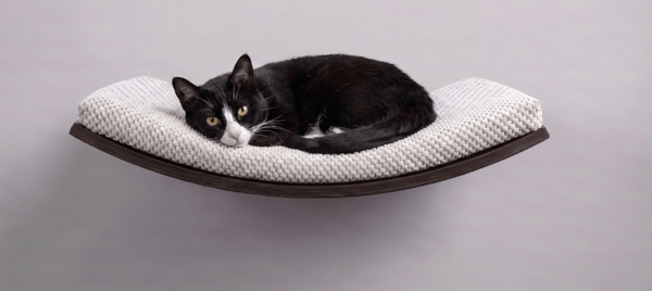 Arc træhylde til katte 60 cm lys sølvgrå