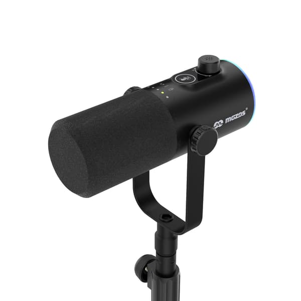 MOZOS GM-ONE svart dynamisk mikrofon USB XLR RGB LED