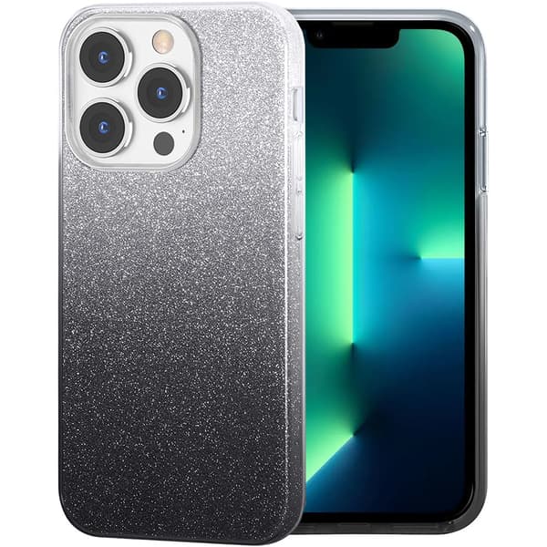 Glitterskal till iPhone 13 Pro Max, Silver/Svart