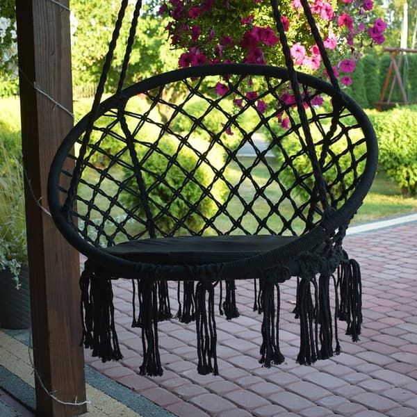 Stork's Nest gyngestol i haven, boho, 120 cm, sort