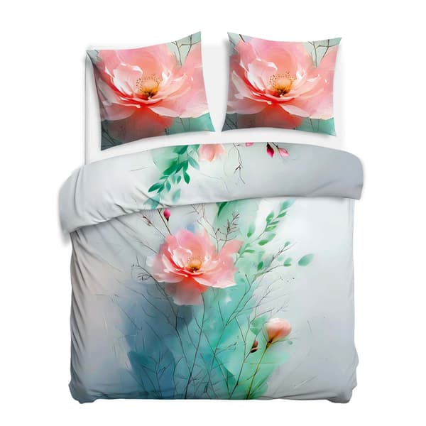 Bäddset 180x200 SATIN BOMULL digitaltryck blommig abstraktion