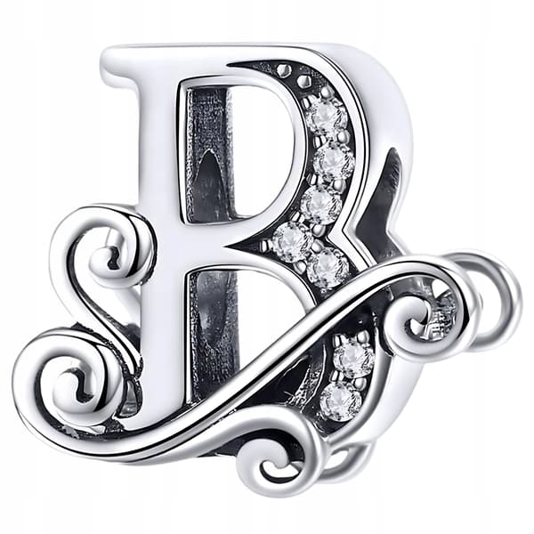 Berlocker bokstaven B silver 925 bokstav silverpärla hänge berlocker pr 925