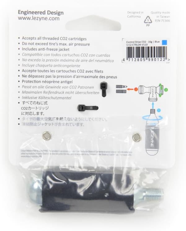 Lezyne CONTROL DRIVE CO2-pump 16g blå + patron