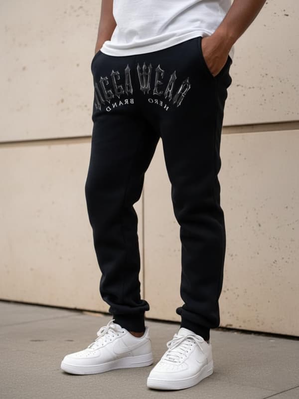 Herre Sorte Jigga Wear Trap Logo Joggingbukser M