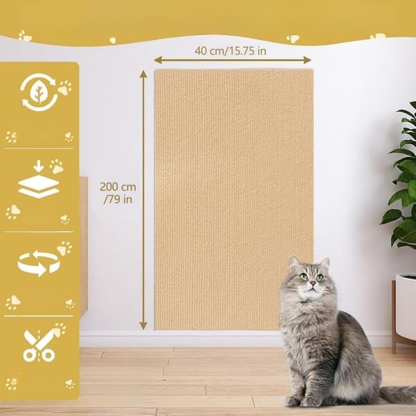 Klösmatta för katter, klösträ för soffa, soffa, 40x200 cm, beige
