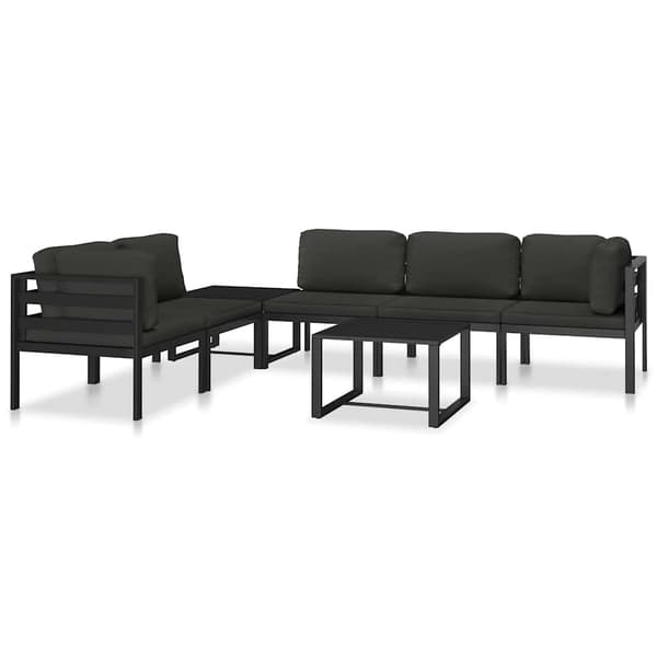 vidaXL Mittsoffmodul med kuddar, aluminium, antracit