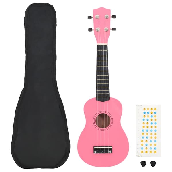 vidaXL Sopraanoukulele kotelolla lapsille, pinkki, 21"