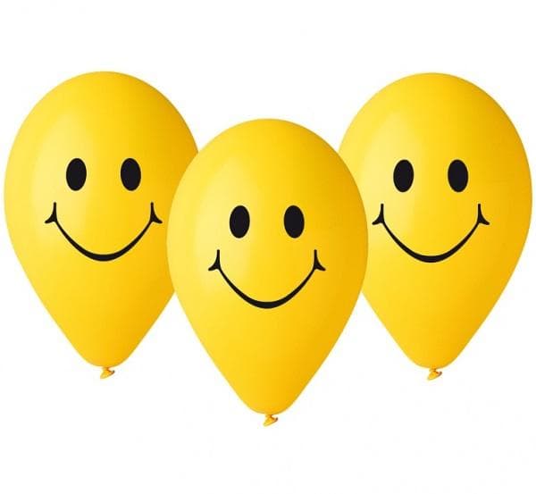 Premium smileyballoner 30 cm 5 stk.