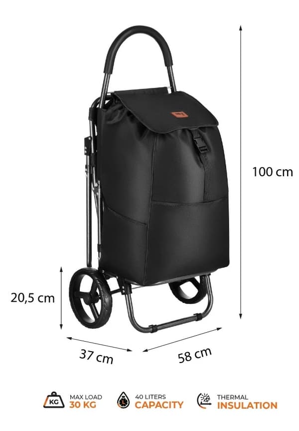 Nils Indkøbsvogn med Sæde 40L Sort NC4303