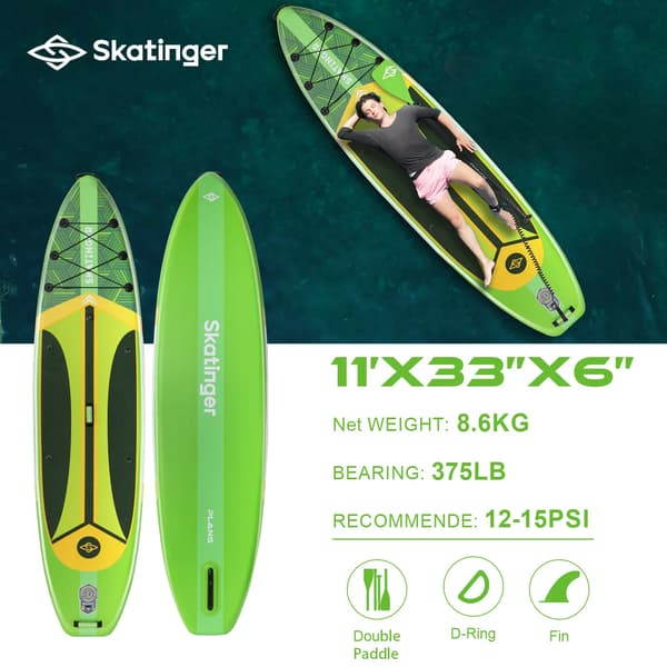 SUP Skatinger Plan S grön 335x84x15 cm touringbräda