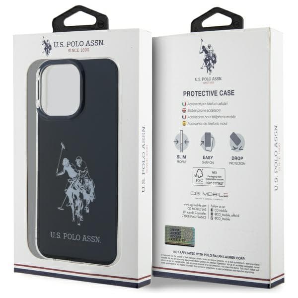 US Polo Shiny Big Logo-cover til iPhone 15 Pro Max, sort