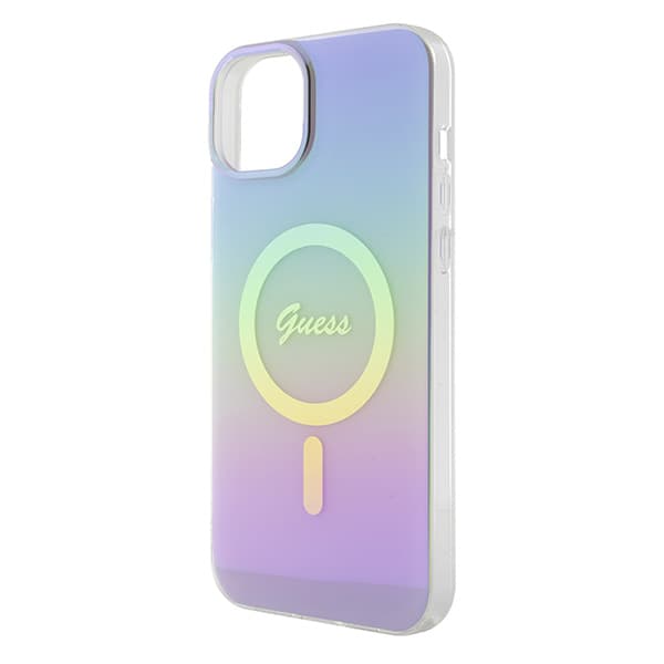 Guess IML Iridescent MagSafe-etui til iPhone 15 Plus, lilla/lilla
