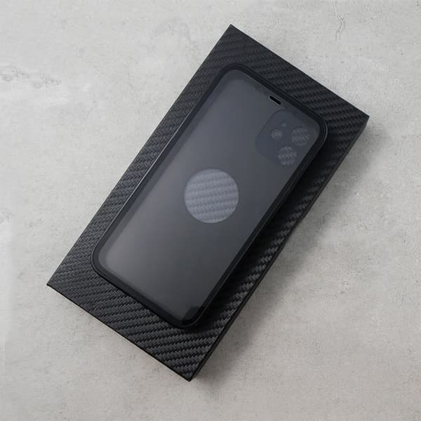 iPhone 12-cover, dobbelt glas, Magsafe, sort