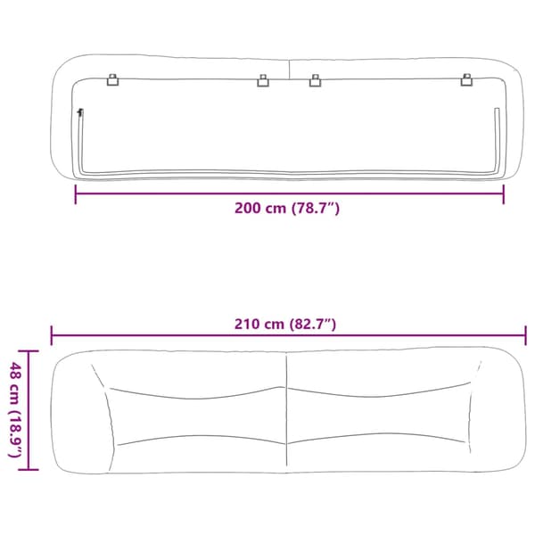 vidaXL hovedgærdehynde, sort, 200 cm, kunstlæder