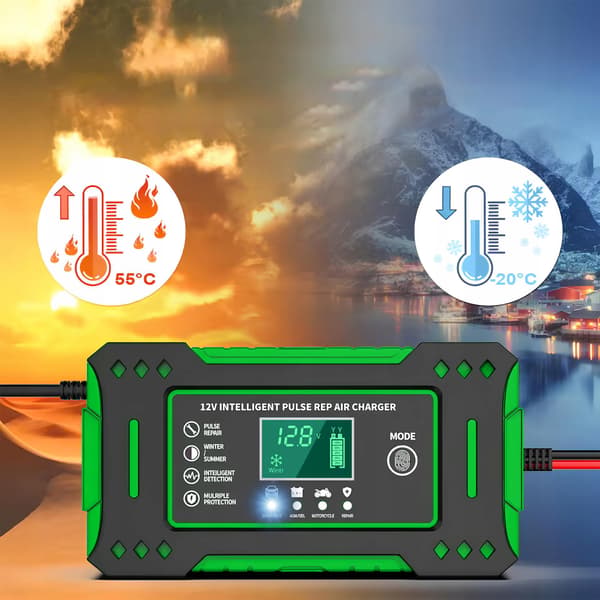 AUTOMATISK BATTERIOPLADER MED 12V BATTERIREPARATORFUNKTION