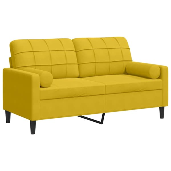 vidaXL 2-sitssoffa med kuddar, gul, 140 cm, sammet