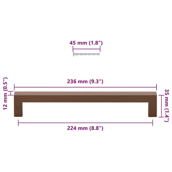 vidaXL skabsgreb, 5 stk., bronze, 224 mm, rustfrit stål