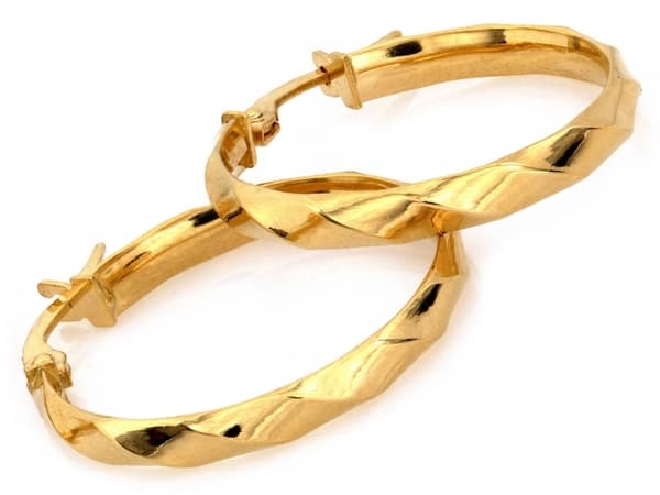 Dameøreringe i 585 guld, dekorerede ringe, elegante, som gave
