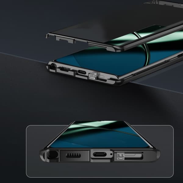 Etui til OnePlus 11 5G, Magnetisk Dobbelt Glas, Sort