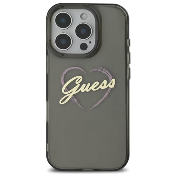 Guess IML Heart-etui til iPhone 16 Pro Max, sort