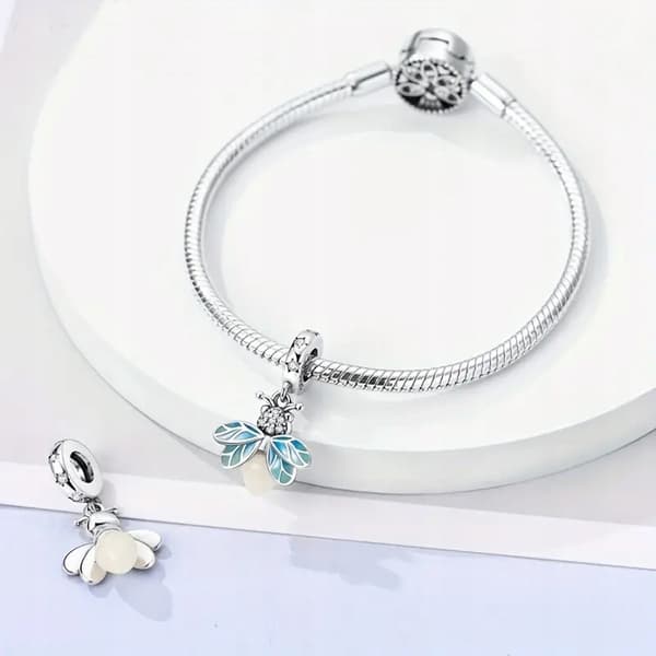 Charm-hängsmycke Silver S925 Eldfluga som lyser på natten Modulär pärla