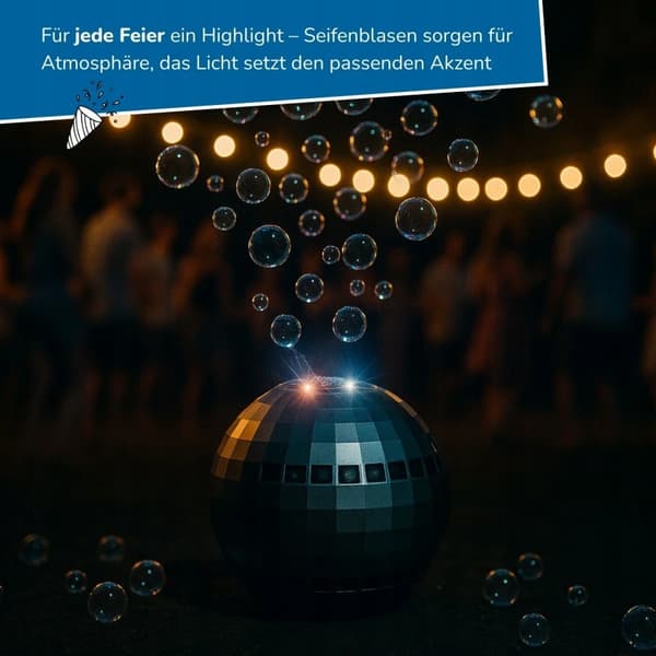 DISCO BALL tvålbubbelmaskin med LED-ljuseffekter + 50ml