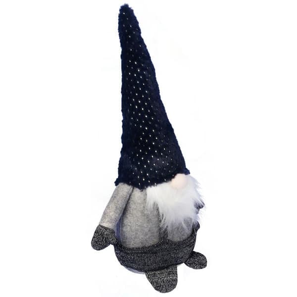 Jultomte i sort hat - juldekoratiom, 55 cm