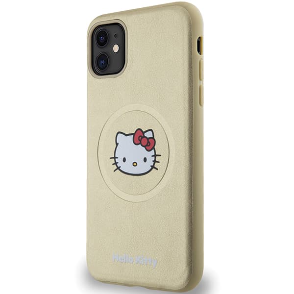 Hello Kitty Læder Kitty Hoved MagSafe Etui til iPhone 11 / Xr, Guld