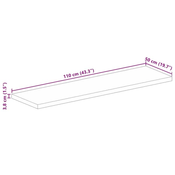 vidaXL bordplade 110x50x3,8 cm rektangulær ru mangotræ