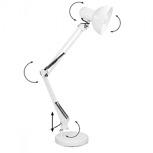 DEON Skolbordslampa för ritbord, Vridbar E27 60W, Vit