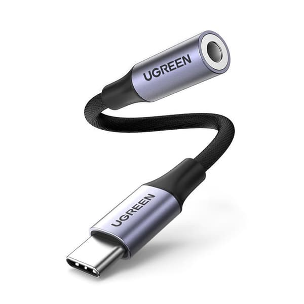 USB-C til 3,5 mm mini-jack hovedtelefonadapter 10 cm - sort