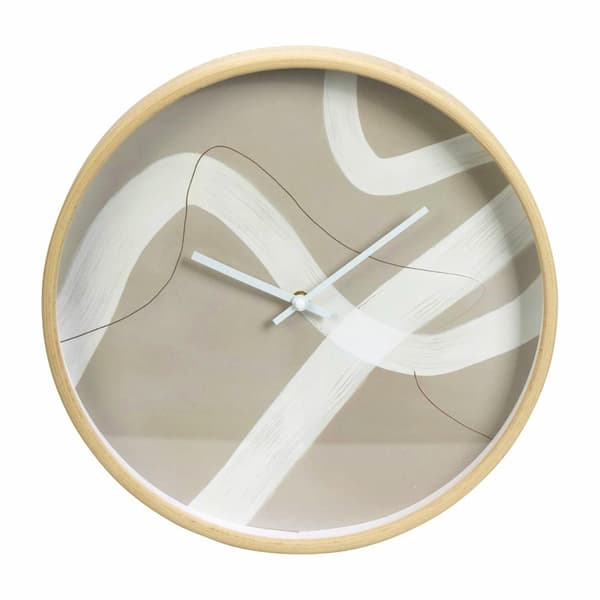 Modern rund beige väggklocka 38 cm