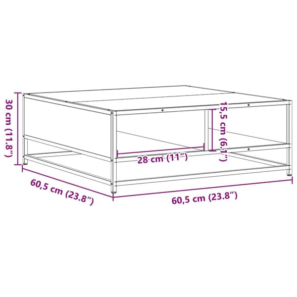 vidaXL sofabord brunt egetræ 60,5x60,5x30 cm