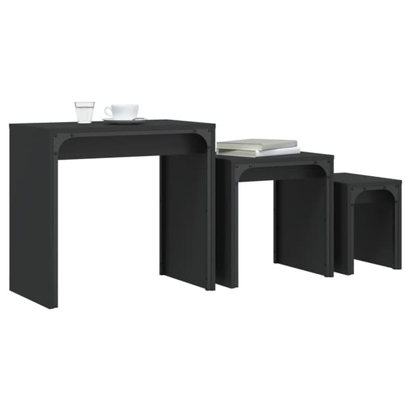 vidaXL Stapelbara soffbord, set om 3, svarta
