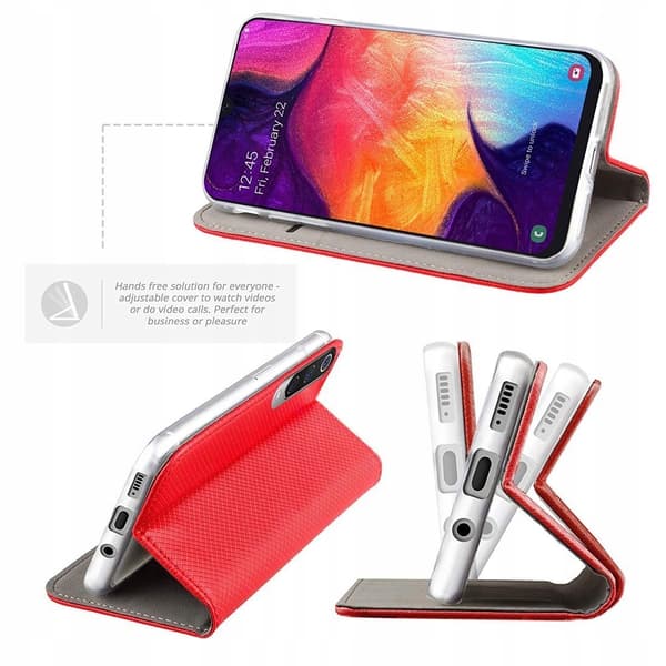 Etui til IPHONE 12 PRO MAX SMART BOOK MAGNET RØD BOG + GLAS