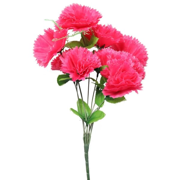 Buket med 9 nellikker med blade, rosa