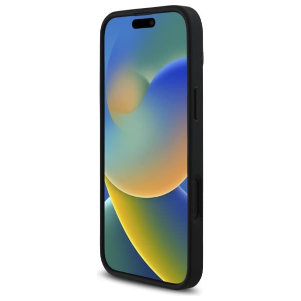 Guess Quiltet Metal Logo-cover til iPhone 16 Plus, Sort