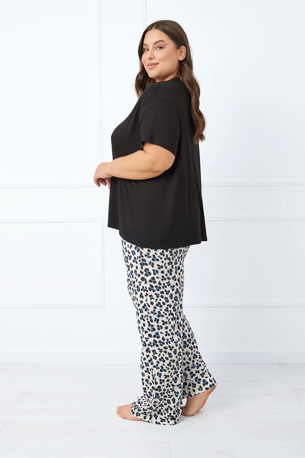 Dampyjamas, kortärmade, långbyxor, Savanna M