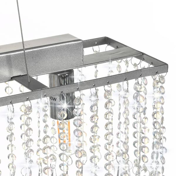 vidaXL Kristallihelmikattovalaisin hopea 104 cm E14