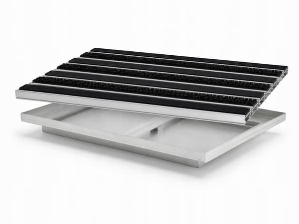 POLENTEX ALUMINIUM DØRMÅTTE C22 BØRSTE/SORT GUMMI 60x40 + SEDIMENTBOX