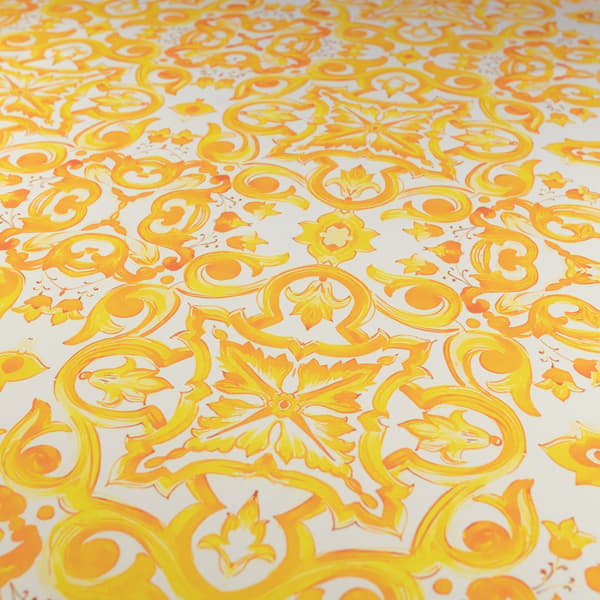 Gul majolica silke chiffonstof
