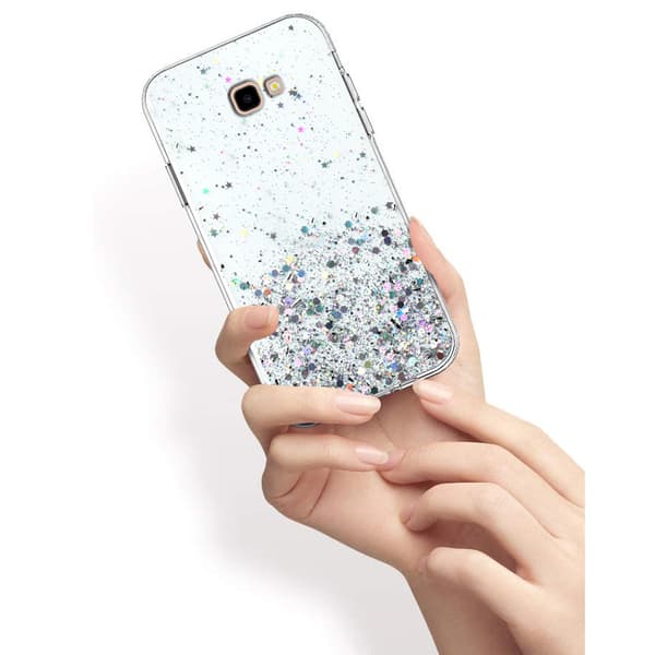 Etui til Samsung Galaxy J4 Plus, glitrende, gennemsigtig