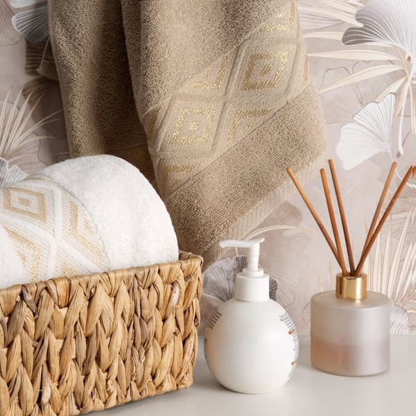 AZARI 70x140 beige glänsande trådhandduk