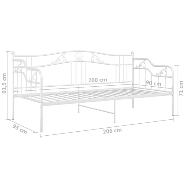 vidaXL Soffram vit metall 90x200 cm