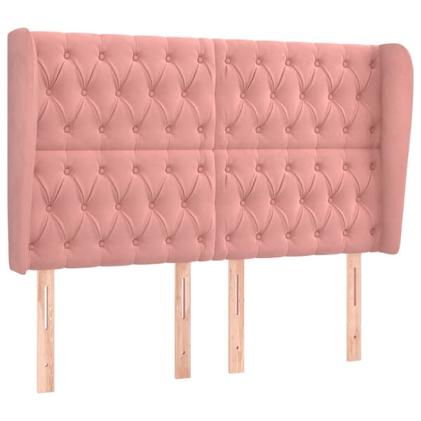 vidaXL Vingad nackstöd rosa 163x23x118/128 cm sammet
