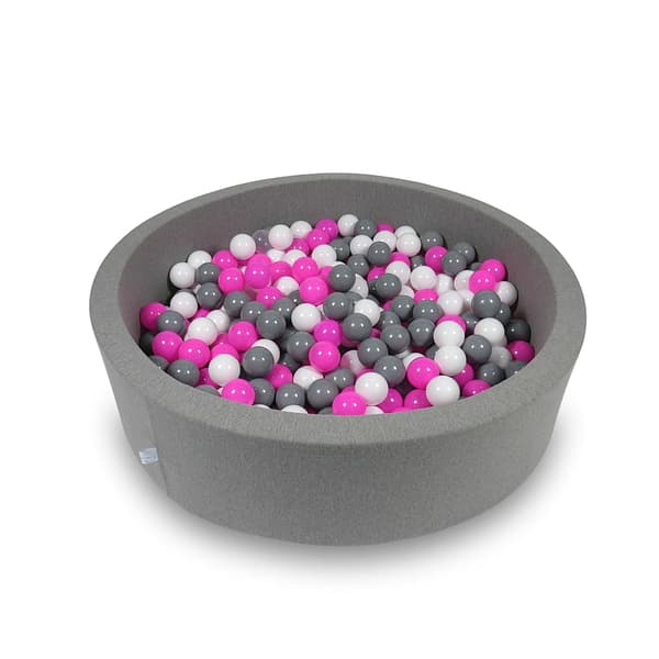 Tør pool 110x30cm grå med 400 bolde: hvid, grå, pink