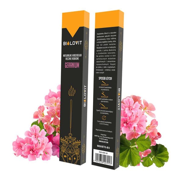 Naturlige røgelsespinde med geraniumduft - 40 g