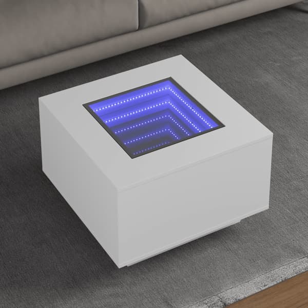 vidaXL Soffbord med LED, Vit, 60x60x40 cm